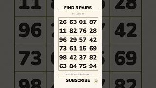 Find 3 Pairs of Matching Numbers | No. 31 ✅