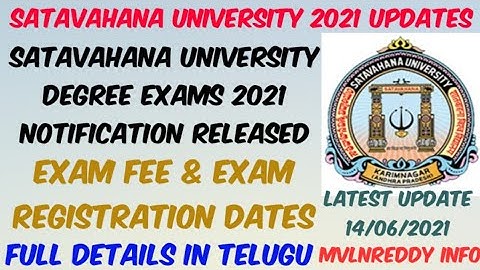 SATAVAHANA UNIVERSITY Degree Exams Notification Released//SU Degree 2021 Exam Updates//Mvlnreddy