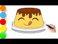 Cute Pudding Drawing | Easy Cartoon Dessert Illustration