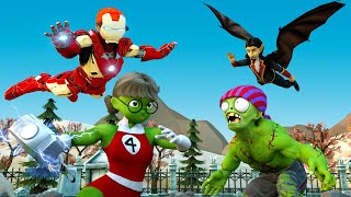 IronMan Nick vs Hulk Zombie vs Vampire Rescue Tani - Scary Teacher 3D Hero Animation