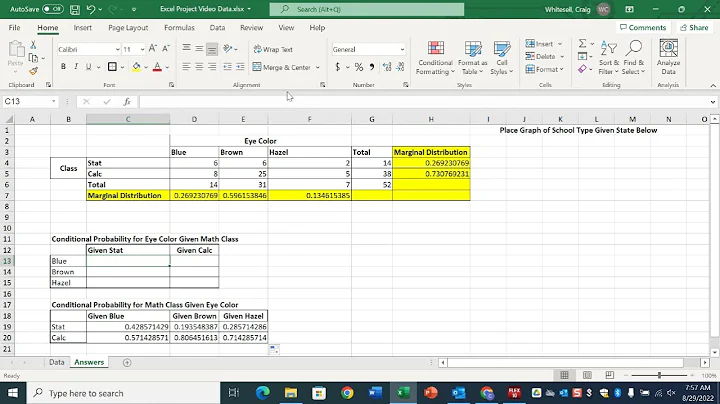Unit 1 Excel Project  Calculating Conditional Probabilities