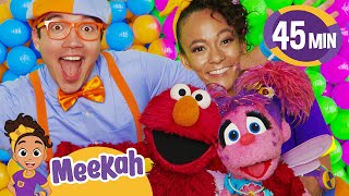 surprise meekah blippi celebrate elmos birthday sesame street and blippi and meekah