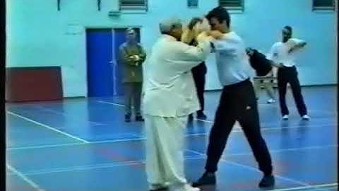 Ma Jiangbao push hands with students  Werner Klufer & Michel Peeters