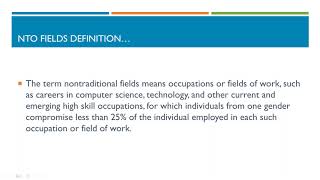 Nontraditional Occupations: What is new for Perkins V