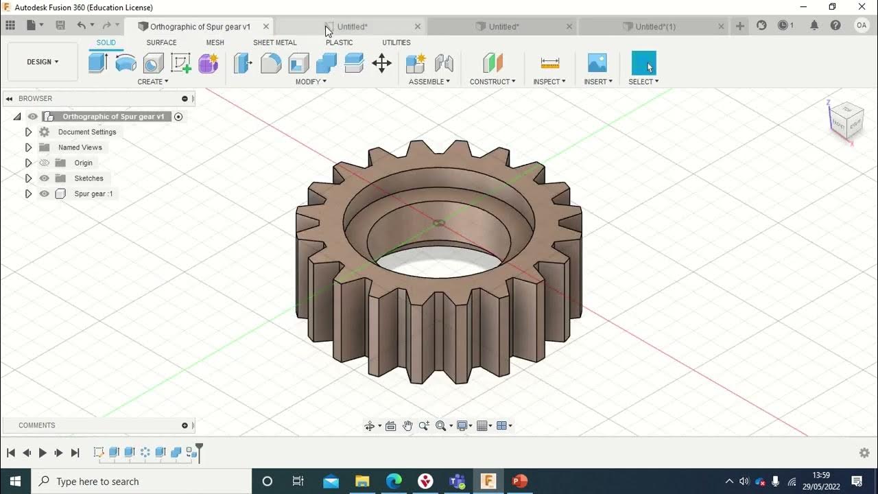 Fusion 360 spur gear design YouTube
