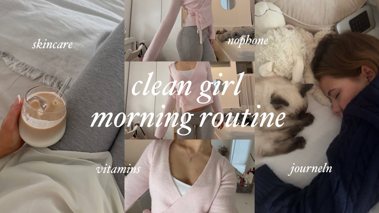 clean girl morning routine 🤍🍵🧖🏼‍♀️ - YouTube