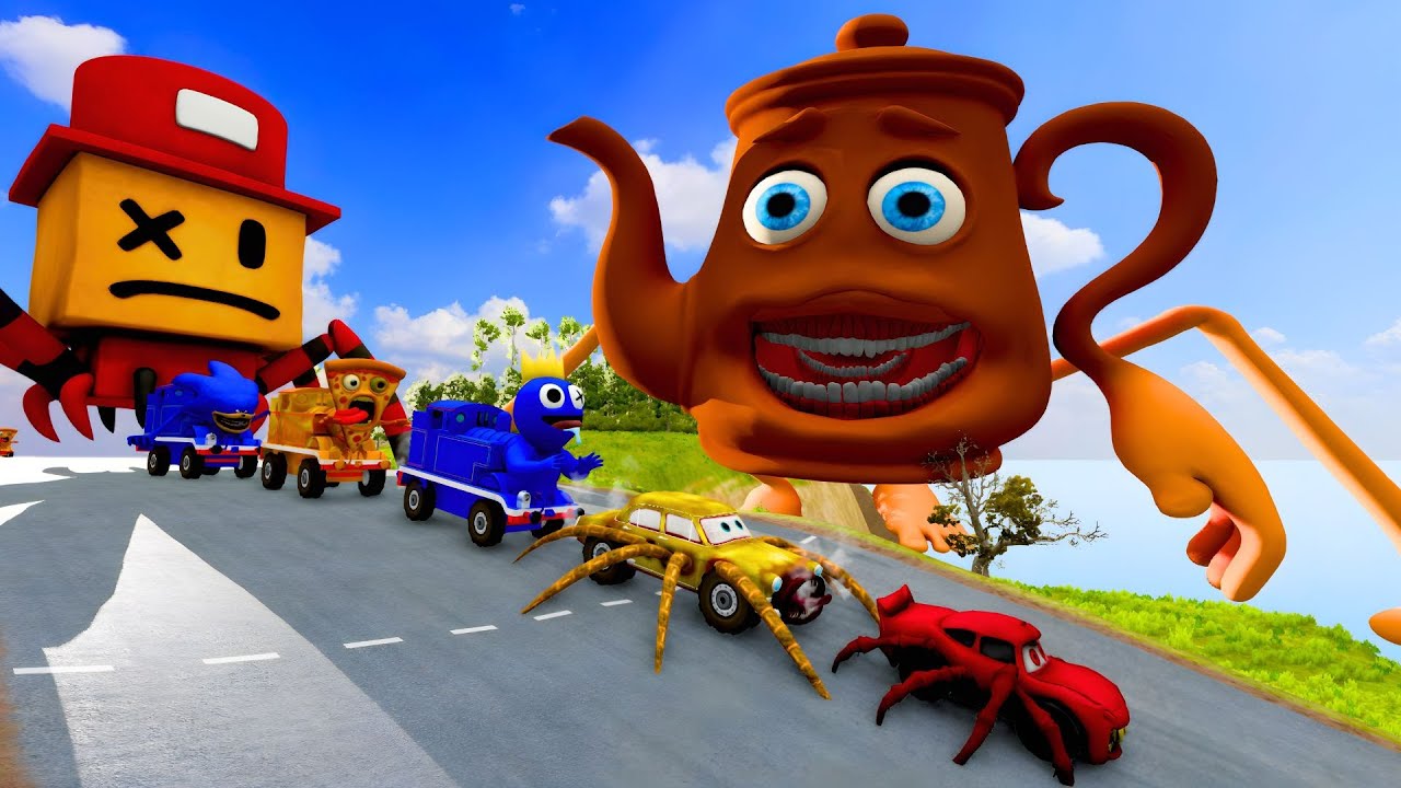 ALL MONSTERS Big & Small Cars Downhill Madness with CAR EATER & NEW TATATA SAHUR EATER BeamNG Drive