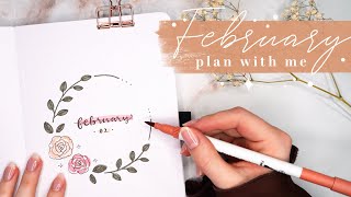 February 2023 bullet journal setup | plan with me | cute & easy rose theme 🌹♡