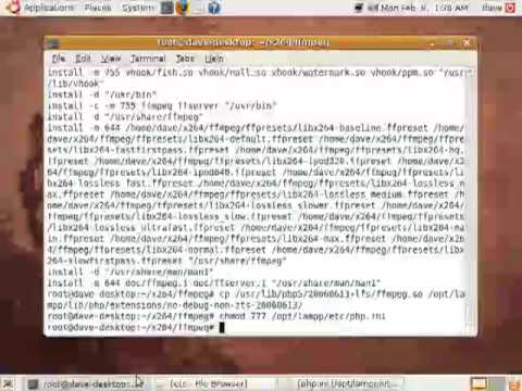 Prt. 3 - Install FFmpeg, FFmpeg-PHP, Mencoder, LAME MP3, FLVtool2, Libogg, Libvorbis, Ubuntu 8.10