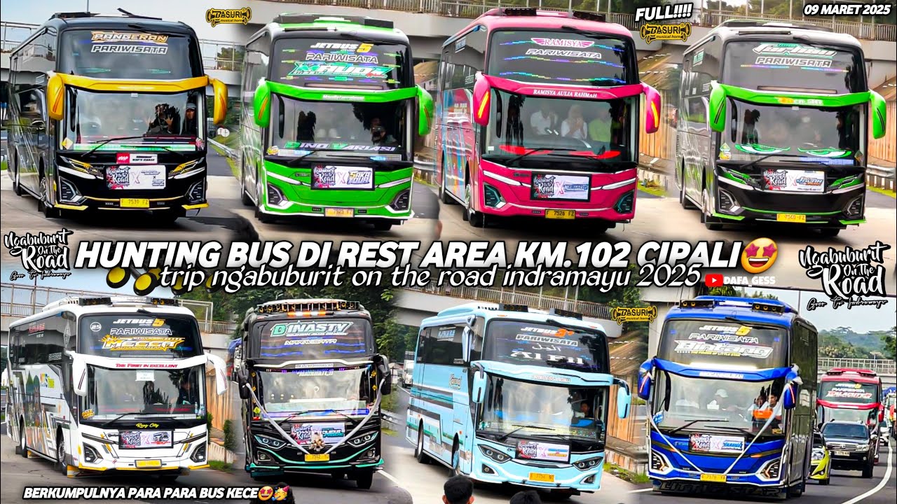 FULL BUS TELOLET BASURI🤩hunting bus di rest area km.102 tol cipali‼️trip notr indramayu 2025🥳