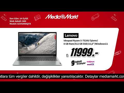 Okul İhtiyaçları Sizde, Teknolojileri MediaMarkt’ta! | Lenovo Ideapad Dizüstü Bilgisayar 11999 TL!