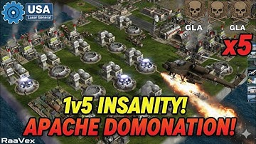 USA Laser General vs. 5 GLA Generals: Unbelievable Apache Annihilation!