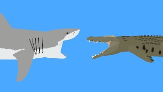 Great white shark vs Saltwater crocodile (stick nodes)