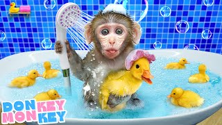 The Bath Song  Let's Bathe with Ducklings | Donkey Monkey  Nursery Rhymes