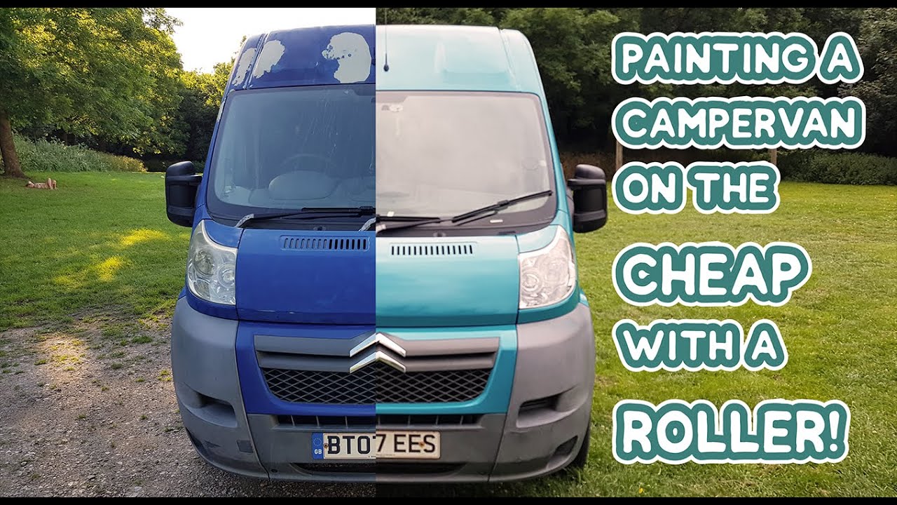 Painting a CAMPERVAN on the CHEAP with a ROLLER   DIY Budget Campervan Conversion