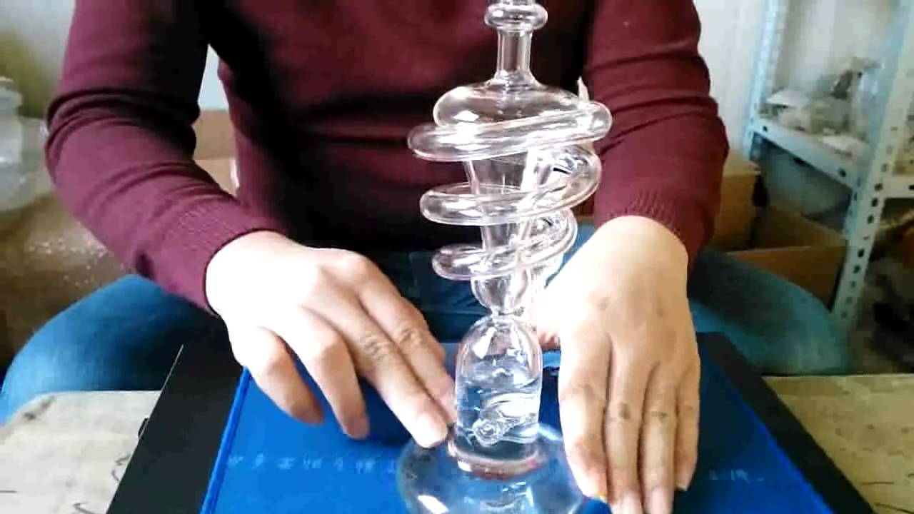 Glass Recycler spiral tall recycler rig  water bongs with nail and carb cap