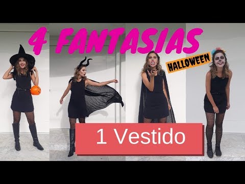 4 Fantasias usando 1 vestido preto  Halloween!