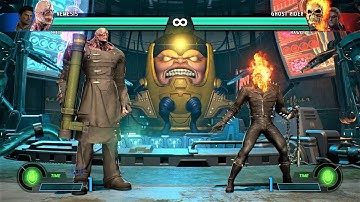 Nemesis T-Type & Chris vs Ghost Rider & Hawkeye (Hardest AI) - Marvel vs Capcom: Infinite