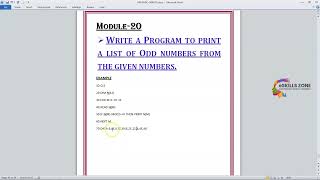 GW BASIC - ARRAYS - Lecture 20 PROGRAM TO PRINT A LIST OF ODD NUMBERS FROM THE GIVEN NUMBERS