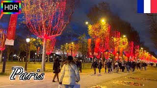 🇫🇷🎄【HDR 4K】Paris Christmas Walk - Champs-Élysées &amp; Avenue Montaigne Christmas Light (November, 2021)