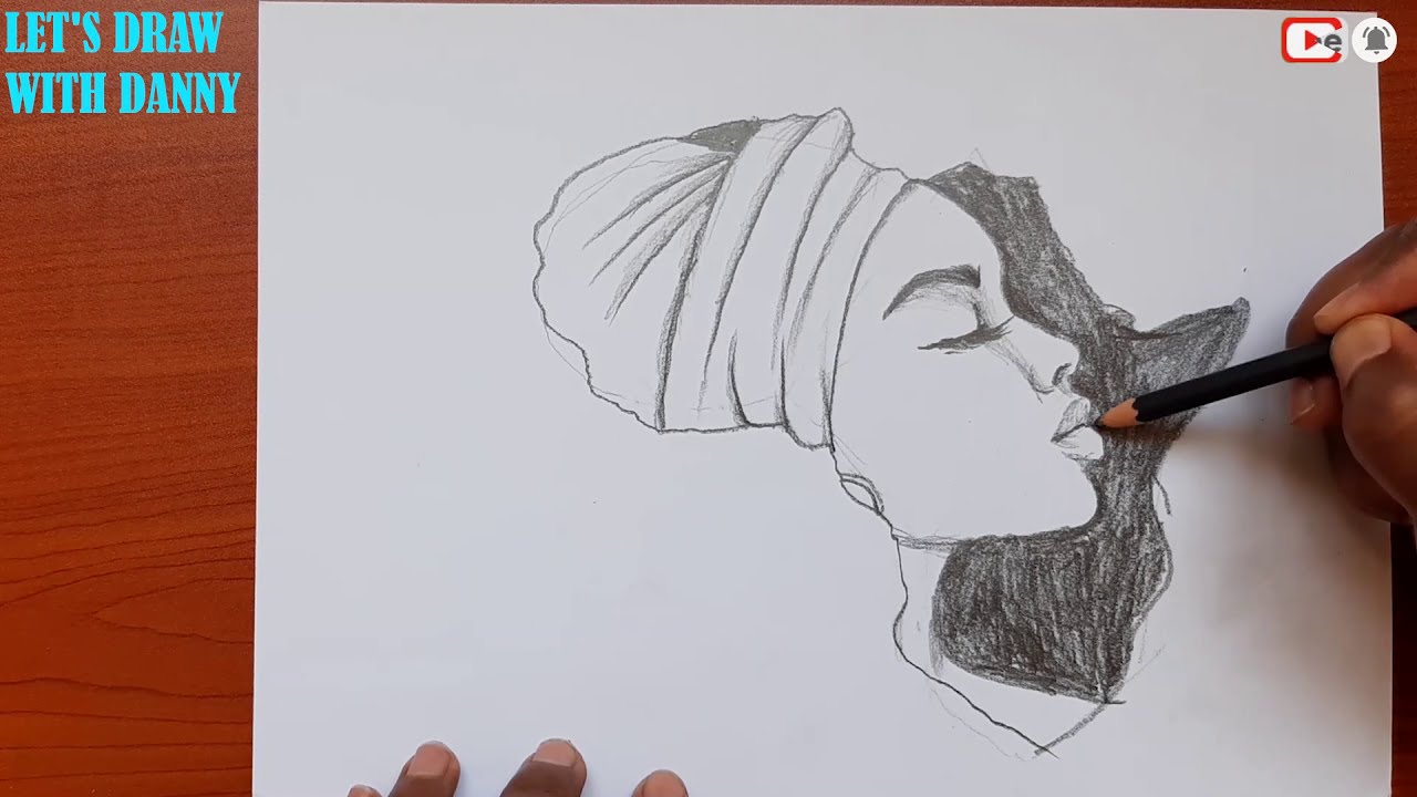 ⁣African girl drawing / How to draw aftican girl fece / Africa drawing / African art