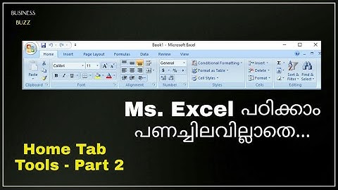 #Ep 2: Ms. Excel Malayalam Tutorial - Home Tab - Part 2