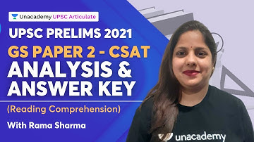 UPSC Prelims 2021 | GS Paper 2 - CSAT Analysis and Answer Key | With Rama Sharma