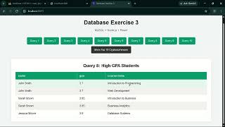 Database Exercise 3 – MySQL, Node.js, Express & React Web Application