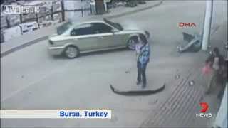 Pedestrians Close Call With Car