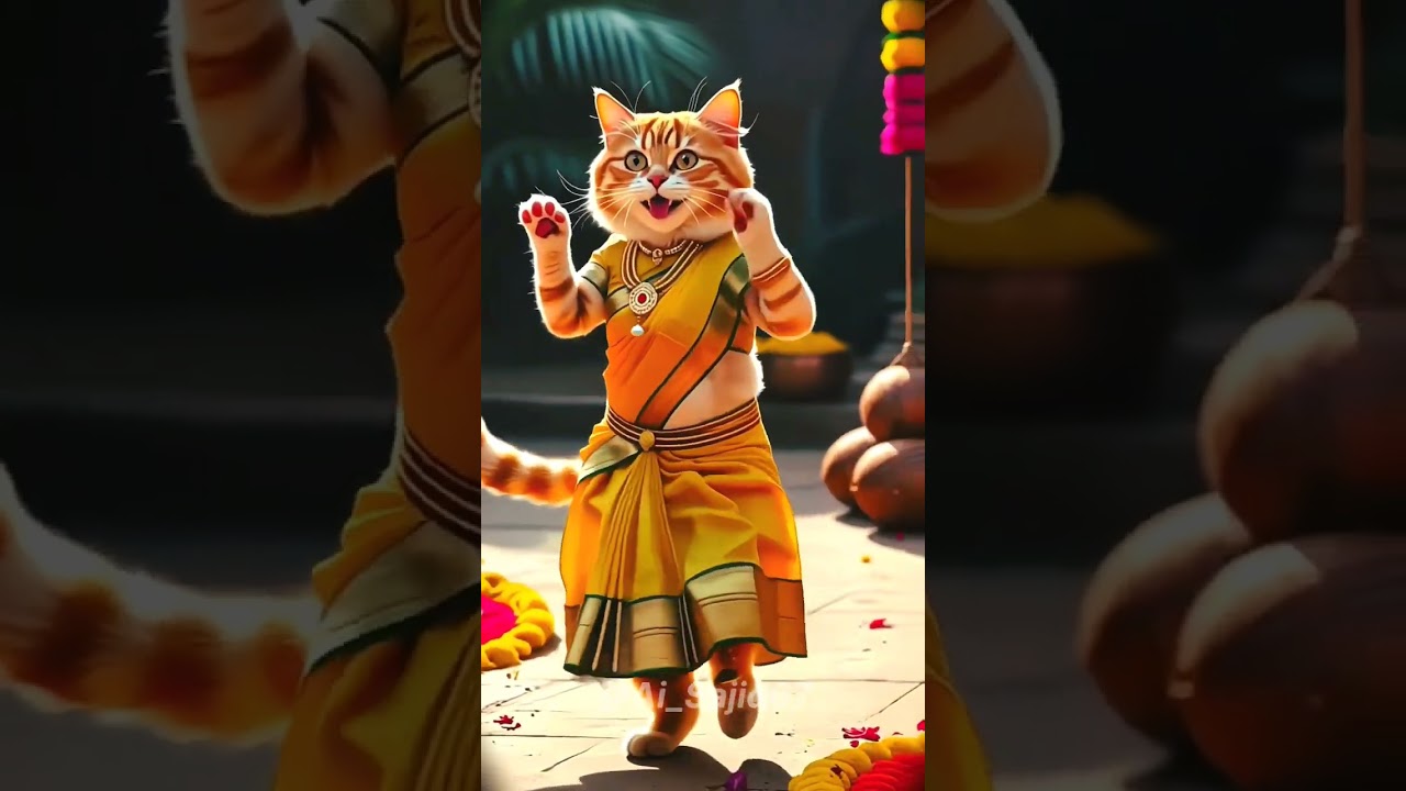 cute cate funny dance😃🥳