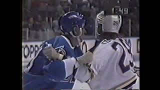 Sabres vs Nordiques scrum and Rob Ray fights a Quebec fan - Apr 14, 1992