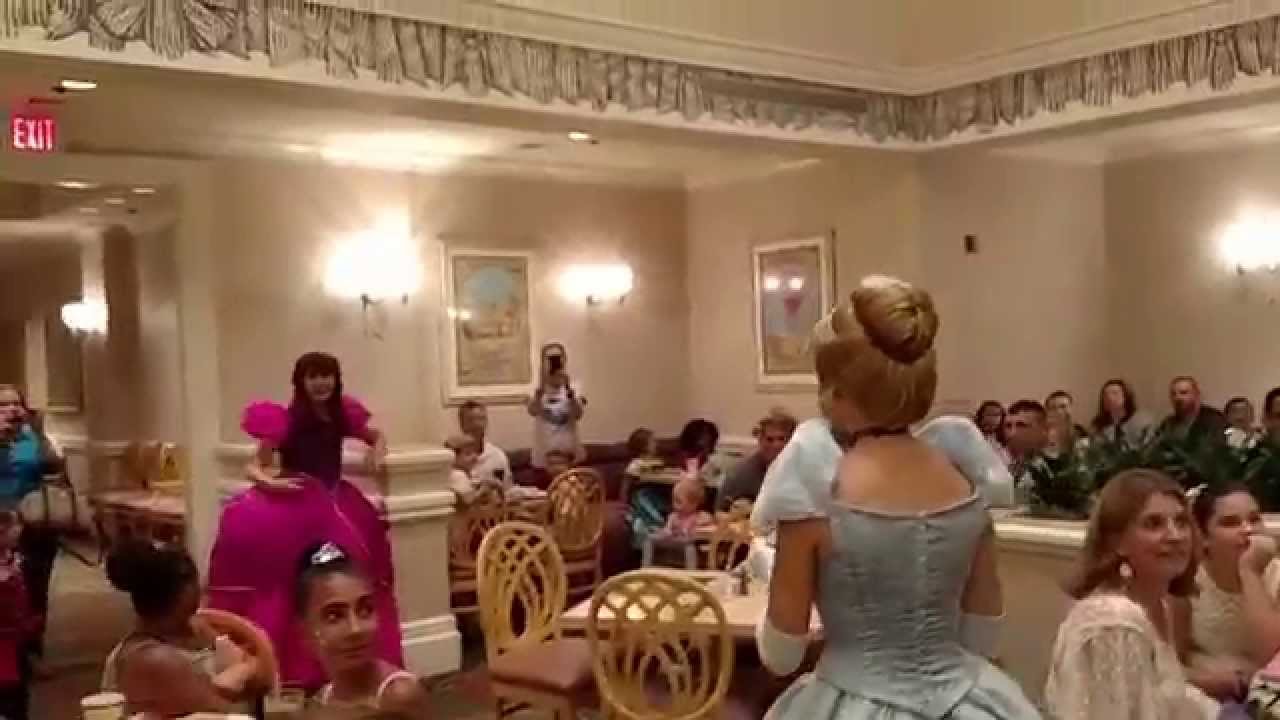Cinderella and Prince Charming dancing.