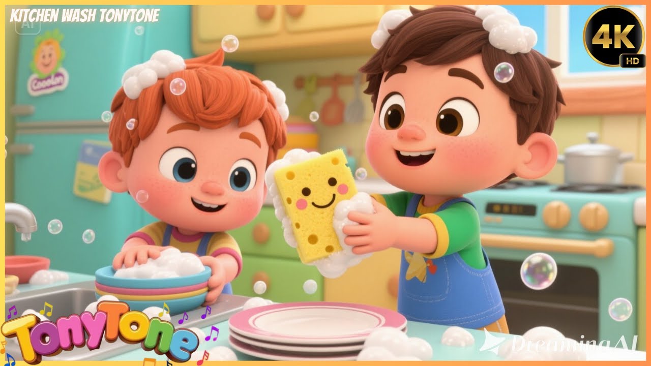 🧼New Clean-Up Time in the Kitchen! 🍽️ | Fun Kids Cleaning Song 🎵