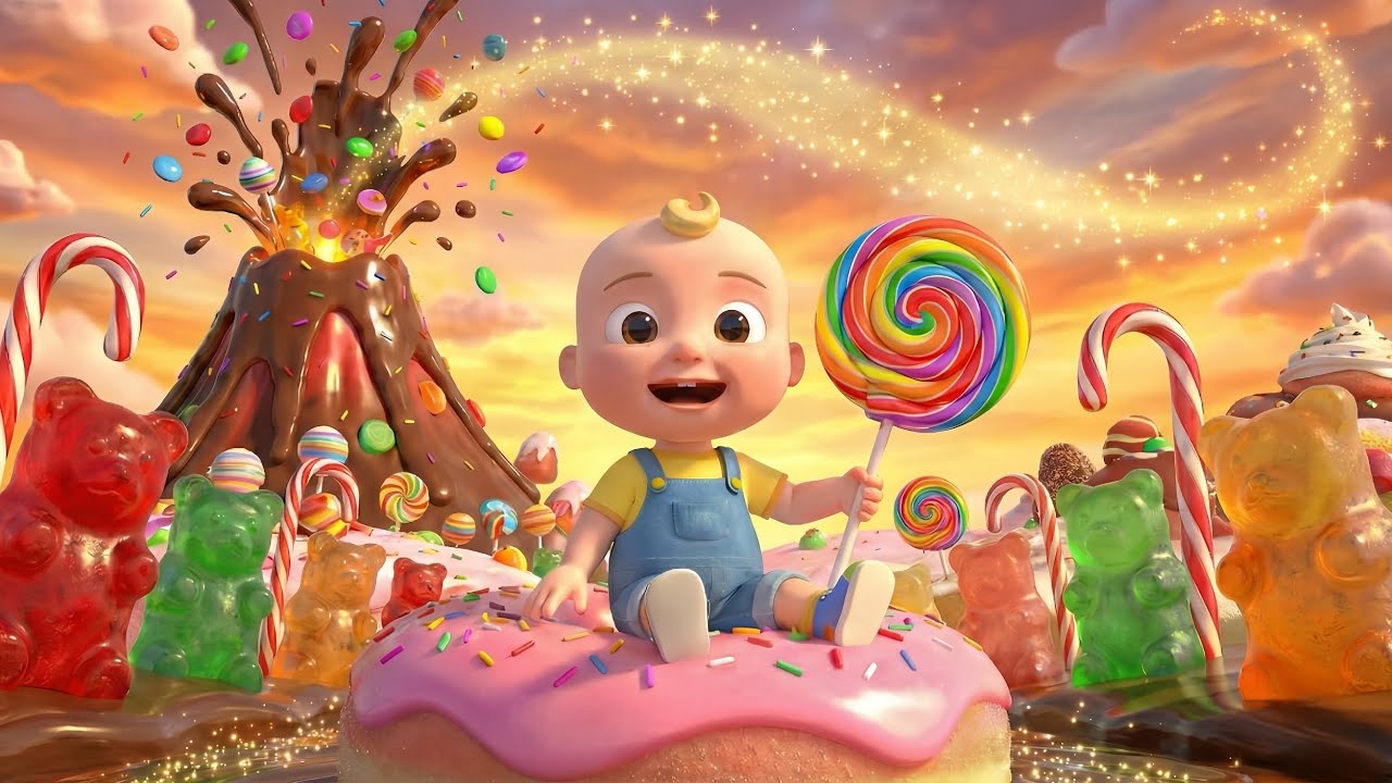 Baby in Candy Land! 🍭 Giant Donut & Chocolate Volcano 🍫🌋