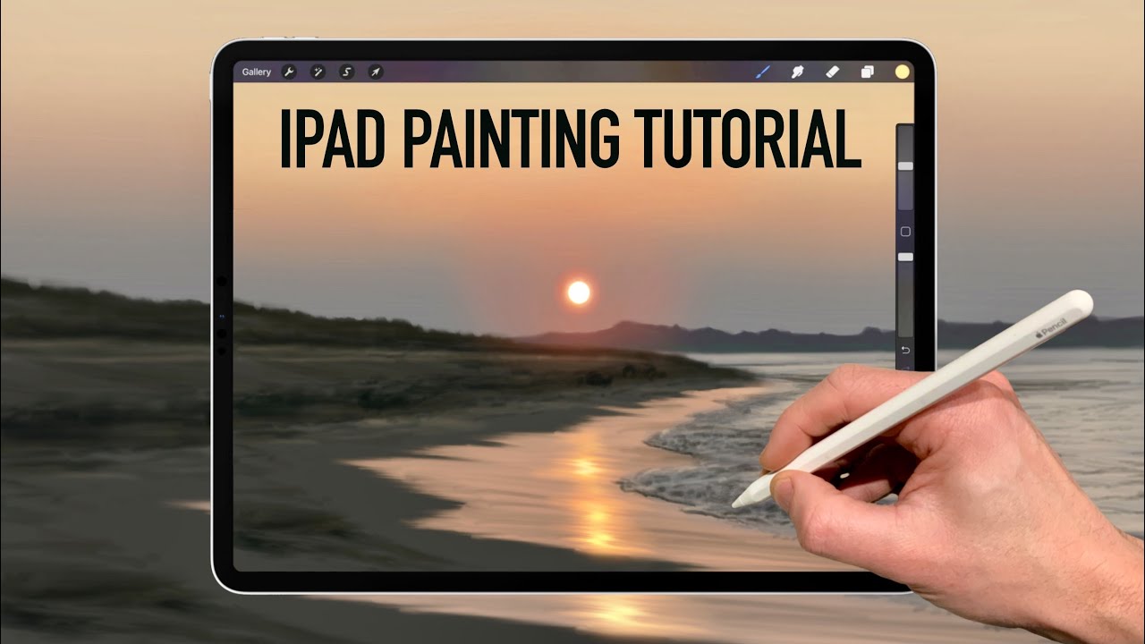 IPAD PAINTING TUTORIAL - Seashore Sunset landscape art in Procreate ...