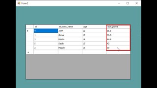 How to fill DataGridView with table and add column sum rows in another table from SQL Server