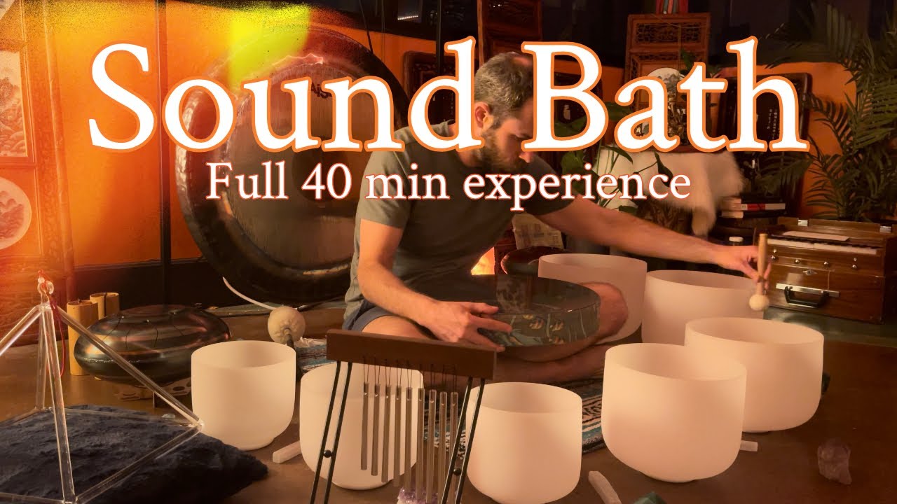 432hz - 40 min Sound Bath - Crystal Singing Bowls | Gong | Tongue Drum ...