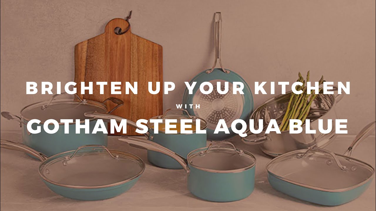  Gotham Steel Aqua Blue Pots and Pans Set, 12 Piece