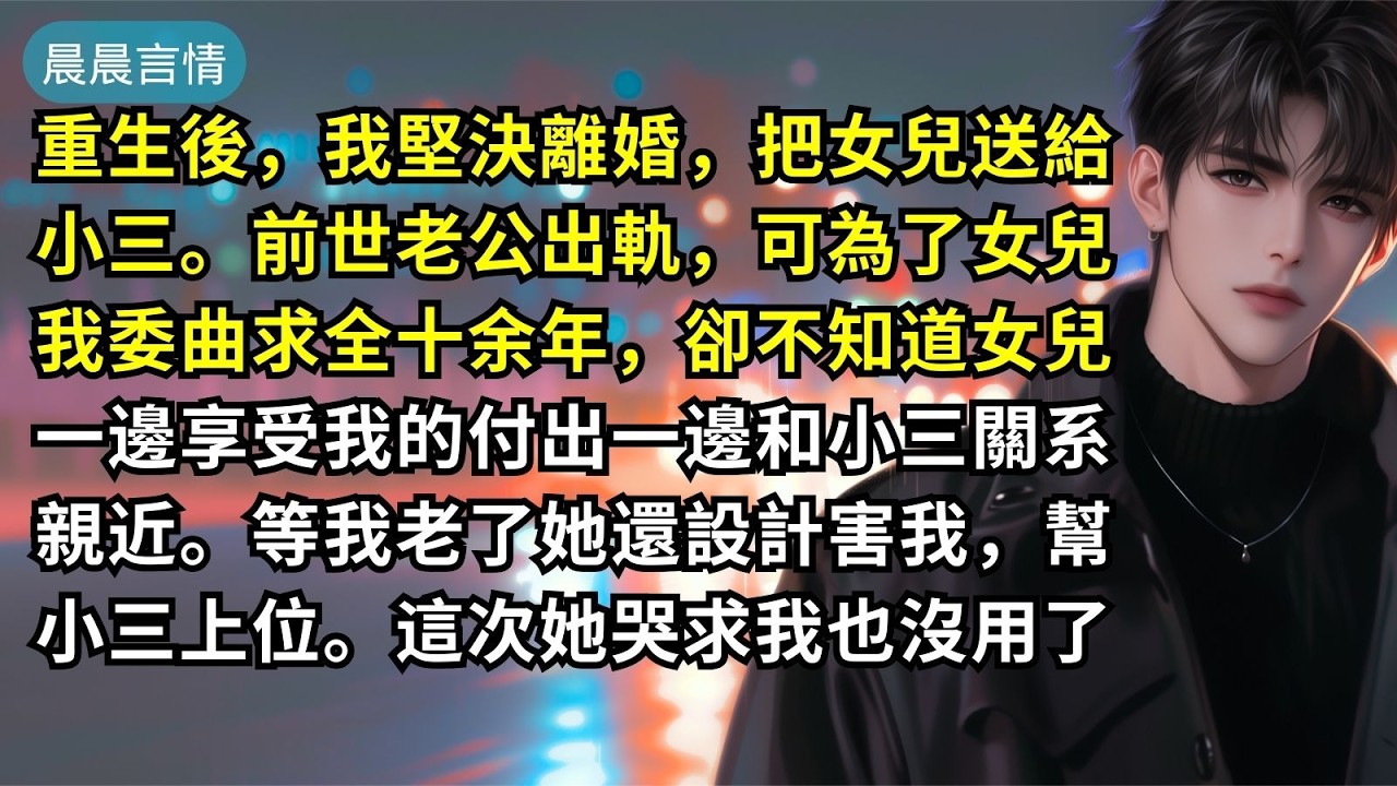 重生後，我堅決離婚，把女兒送給小三。前世老公出軌，可為了女兒我委曲求全十余年，卻不知道女兒一邊享受我的付出一邊和小三關系親近。等我老了她還設計害我，幫小三上位。這次她哭著求我也沒用了