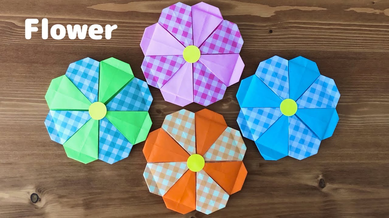 折り紙2枚でできる】簡単 可愛い 花①の折り方 Origami Flower - YouTube