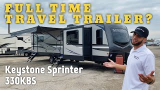 Unique Full Time Living Travel Trailer RV  Keystone Sprinter 330KBS Walkthrough and Review