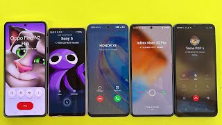 Incoming Call Sony Xperia 5 + Honor X8 + Infinix Hot 30 | Outgoing Call OPPO Find Flip + Tecno Pop 