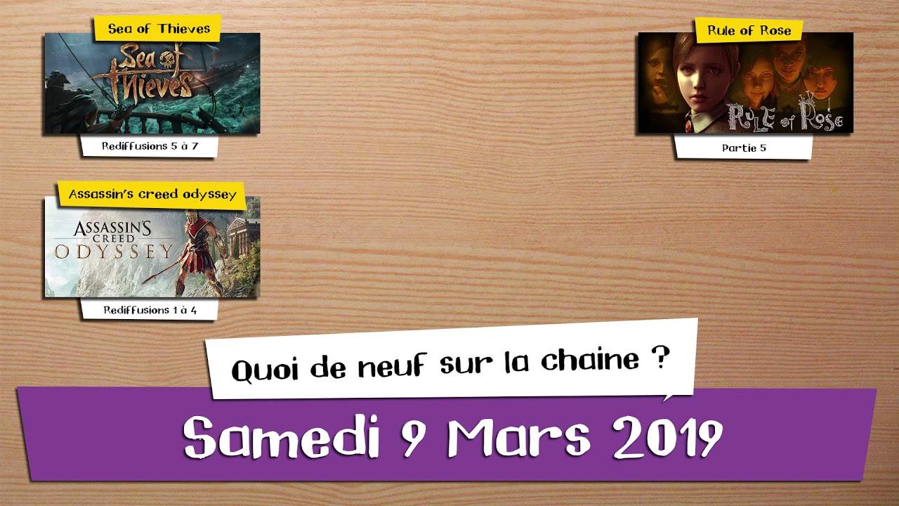🗓️ Samedi 9 mars 2019 - Les rediffusions du jour