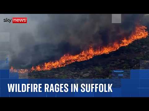 Major incident declared as wildfire rages in Suffolk