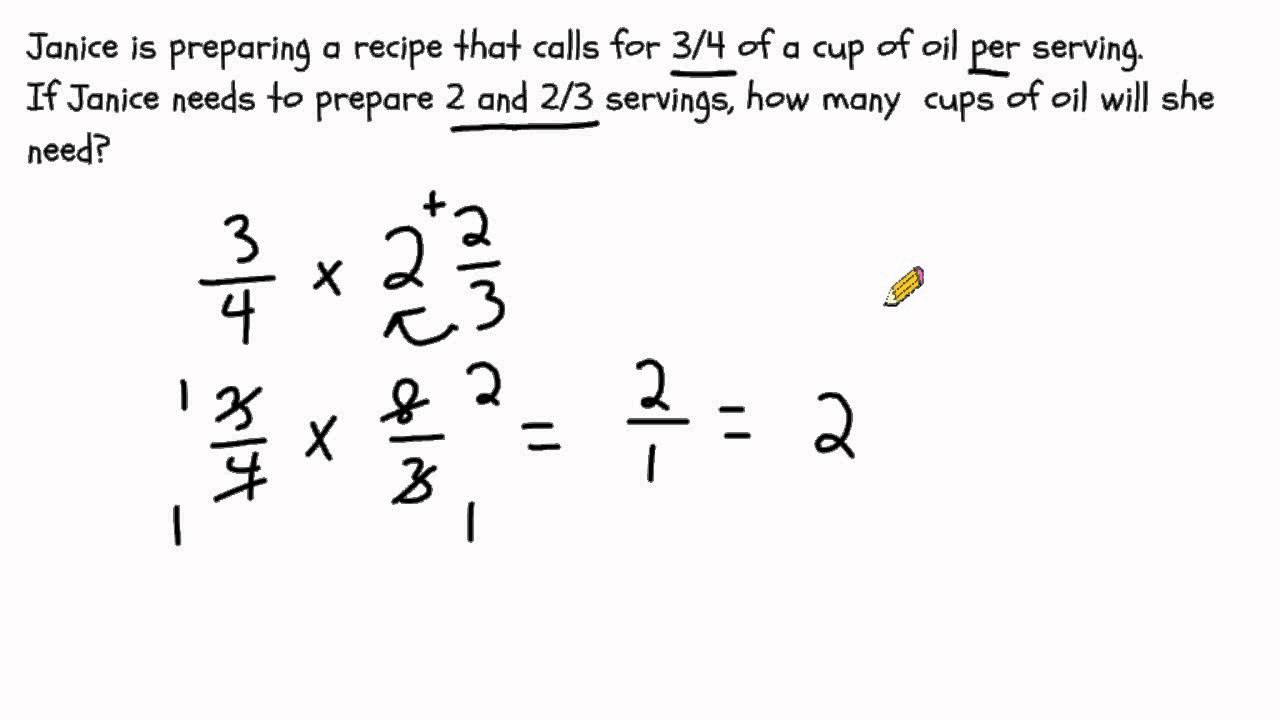 Multiplying Fractions Solving Word Problems YouTube