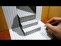 3D Trick Art   Stairs On Line Paper