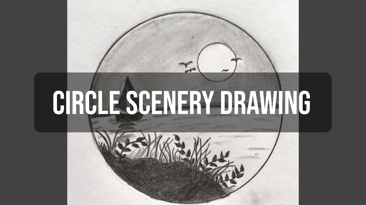 Easy circle scenery drawing ideas || Pencil drawing for beginners ...