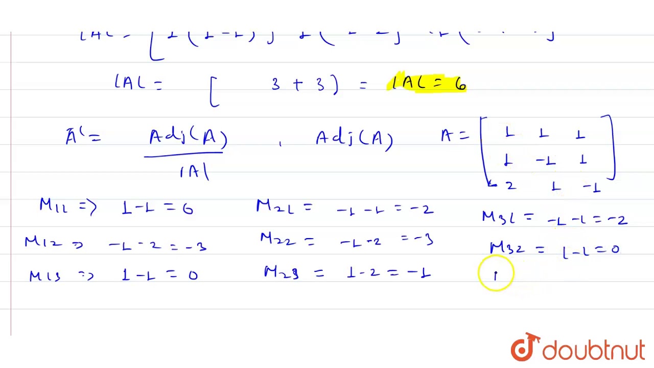 Solve The System X Y Z 6 X Y Z 2 2x Y Z 1 Using Matrix Inverse Youtube