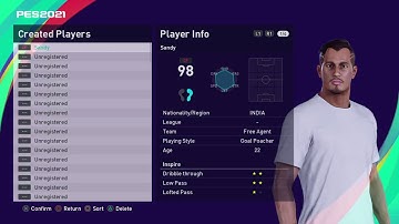Where to find created players in PES 2021 Season update