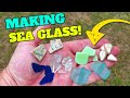 HOW TO MAKE SEA GLASS FROM ANTIQUE BOTTLES FOUND IN CREEKS! UPCYCLING OR RECYCLING OLD GLASS!